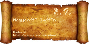Mogyoró Iván névjegykártya